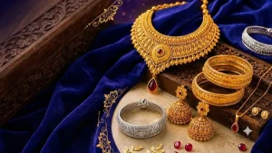 gold neckless and bangels silver